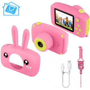 1080P Cute Bunny Soft Silicone Shell Digital Video Camera for Kids with Built-In Games